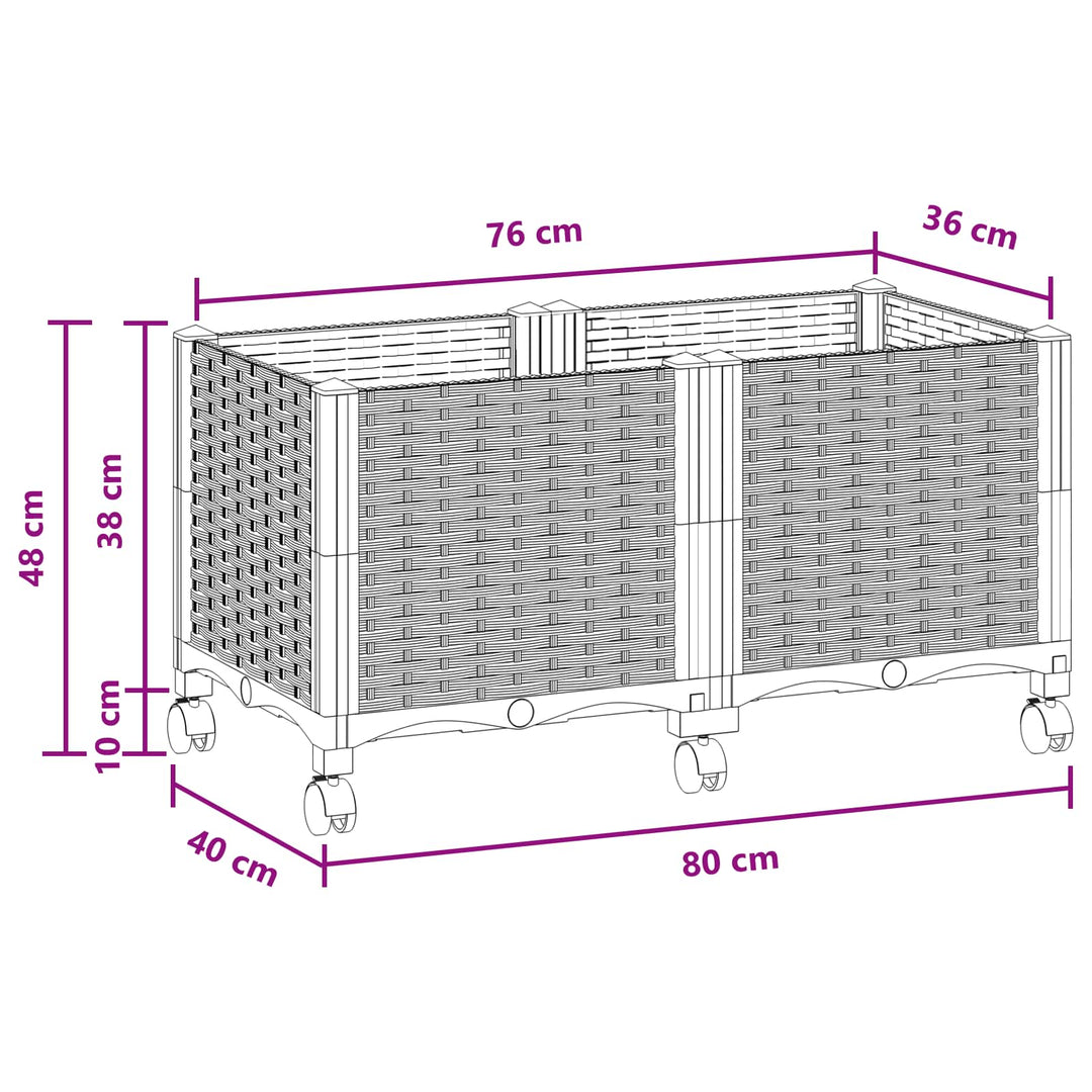 Havekrukke med hjul Sort 80 x 40 x 44 cm PP