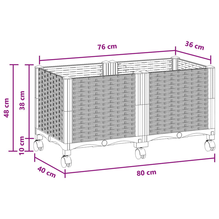 Havekrukke med hjul Sort 80 x 40 x 44 cm PP