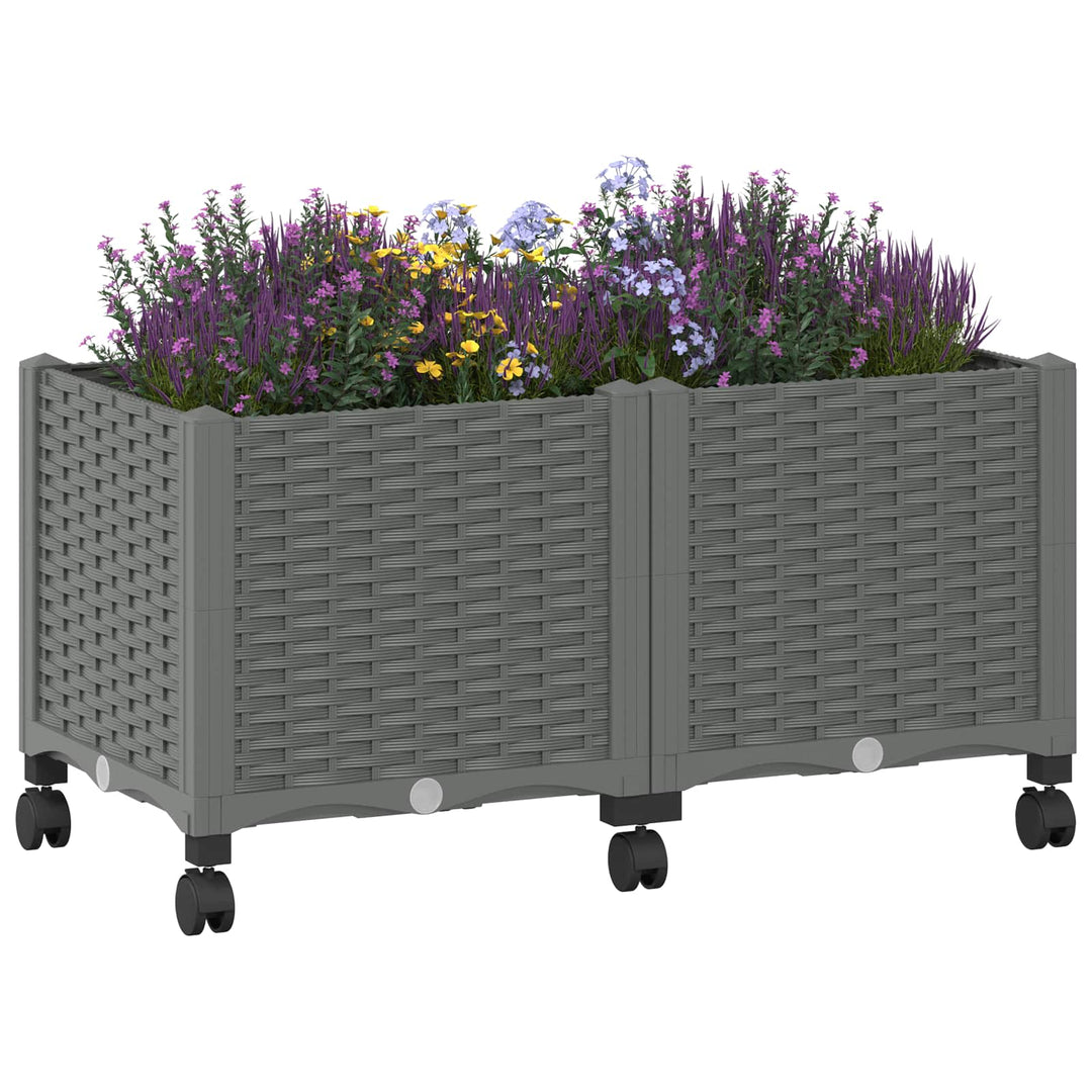Havekrukke med hjul Lysegrå 80 x 40 x 48 cm PP