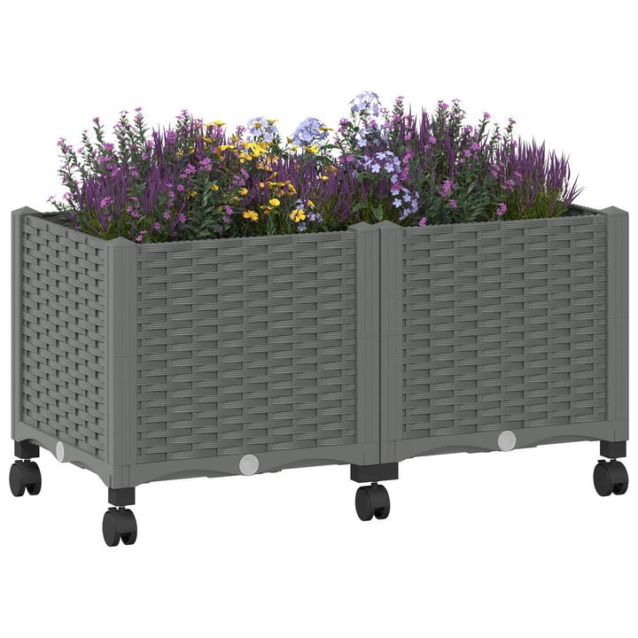Havekrukke med hjul Lysegrå 80 x 40 x 48 cm PP