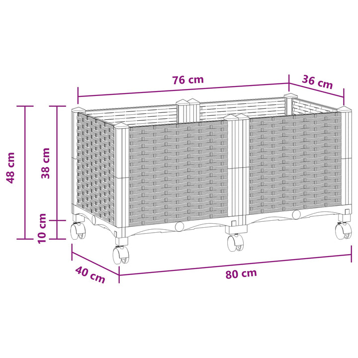 Havekrukke med hjul Hvid 80 x 40 x 48 cm PP
