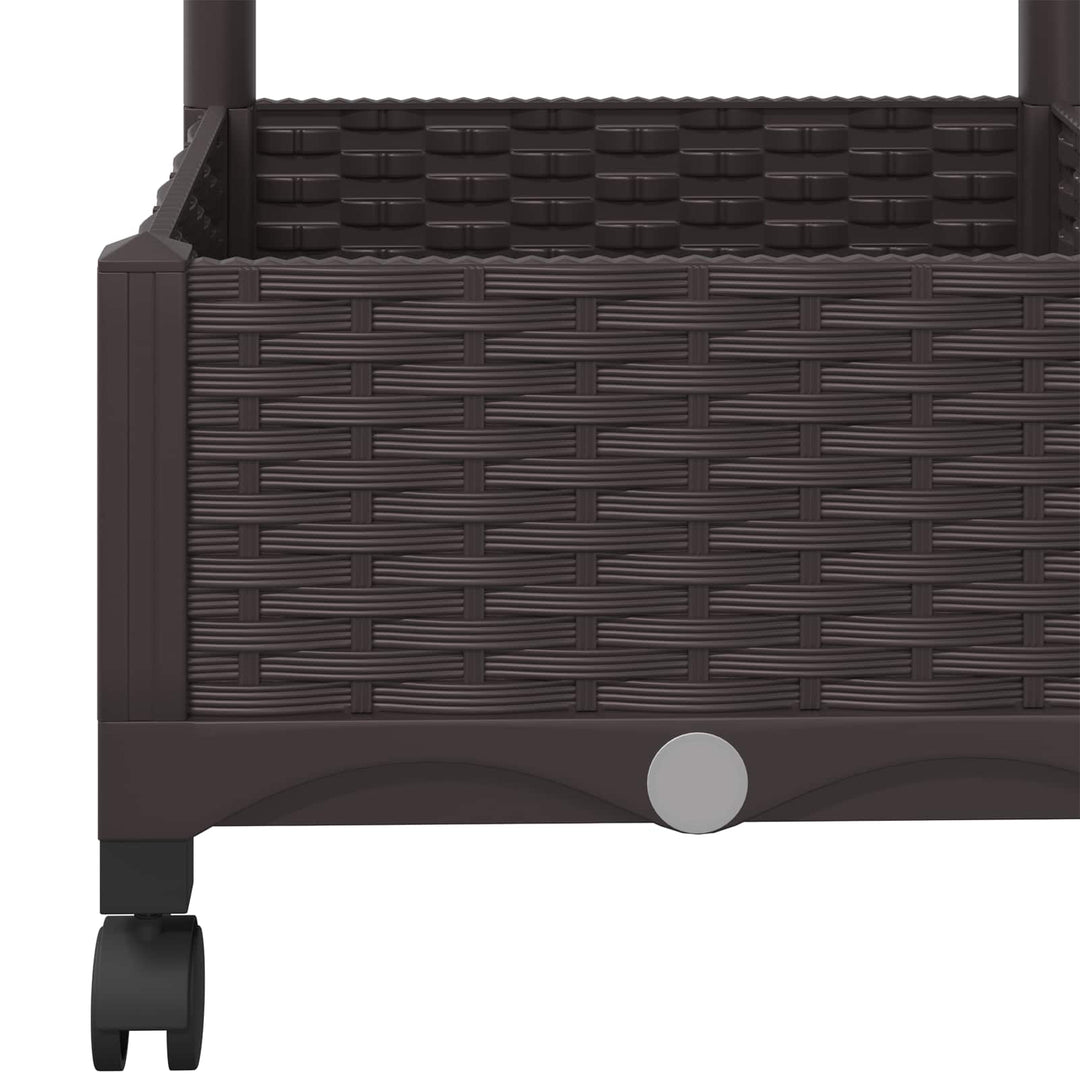 Haveplantekasse med espalier og hjul Brun 80 x 40 x 131,5 cm PP