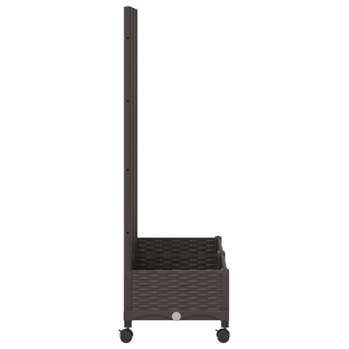 Haveplantekasse med espalier og hjul Brun 80 x 40 x 131,5 cm PP