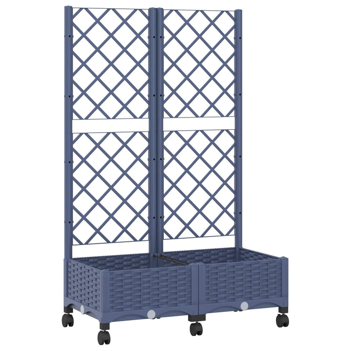 Haveplantekasse med espalier og hjul Blå Grå 80 x 40 x 131,5 cm