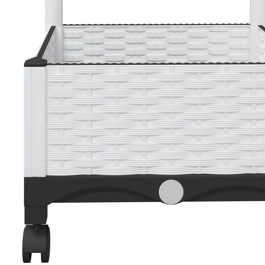 Haveplantekasse med espalier og hjul Hvid 80 x 40 x 131,5 cm PP