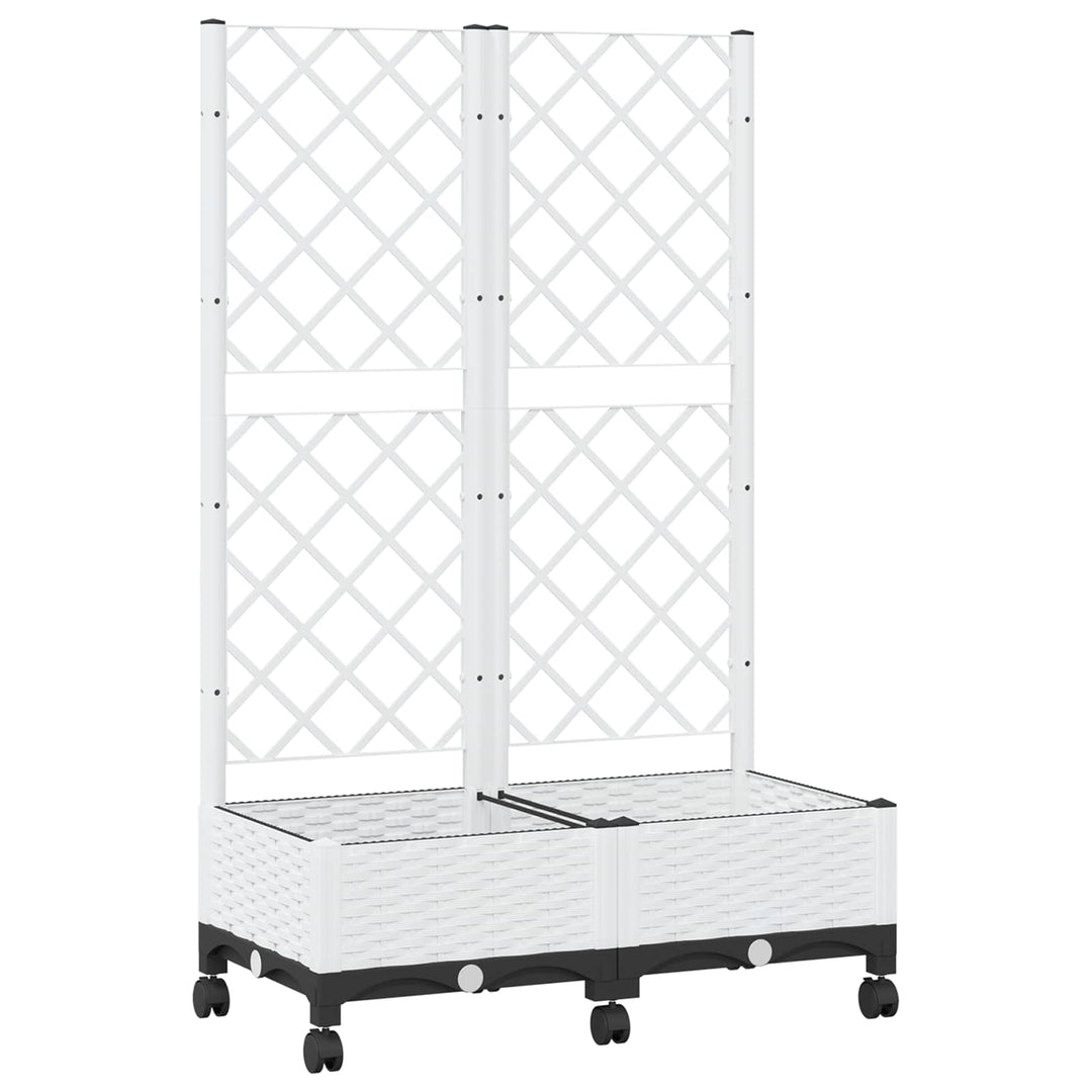 Haveplantekasse med espalier og hjul Hvid 80 x 40 x 131,5 cm PP