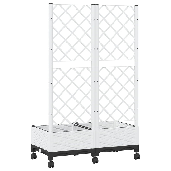 Haveplantekasse med espalier og hjul Hvid 80 x 40 x 131,5 cm PP