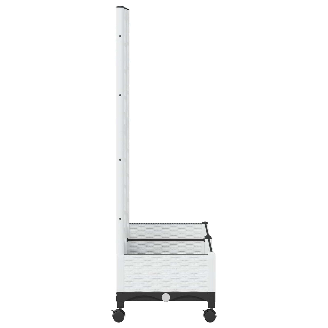 Haveplantekasse med espalier og hjul Hvid 80 x 40 x 131,5 cm PP