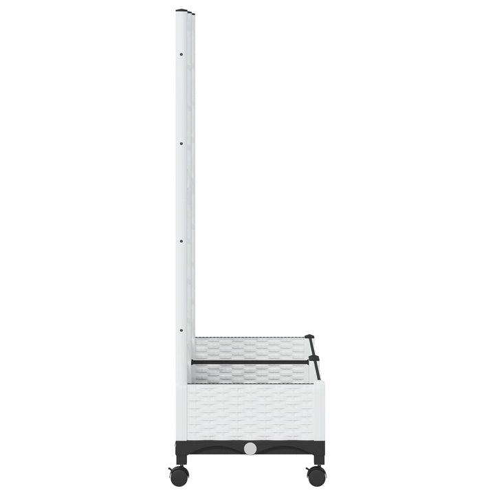 Haveplantekasse med espalier og hjul Hvid 80 x 40 x 131,5 cm PP