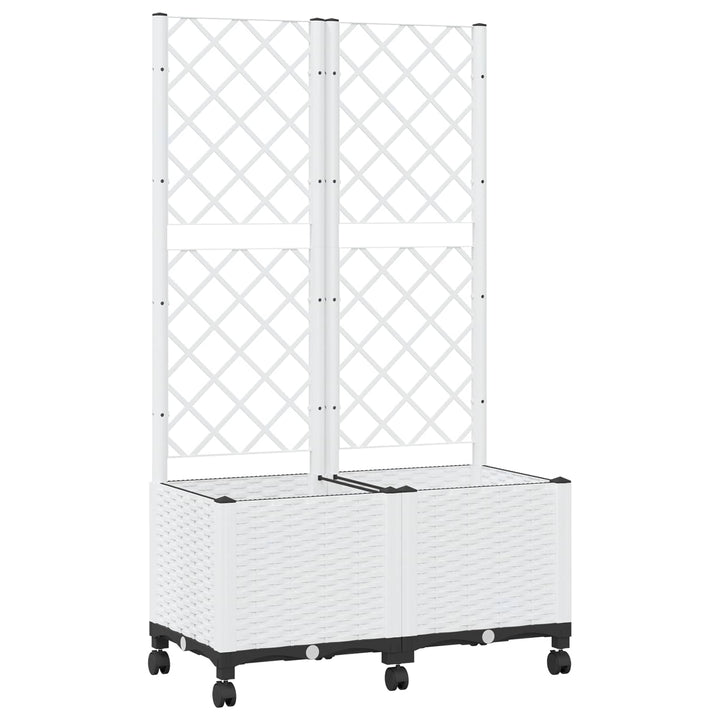 Haveplantekasse med espalier og hjul Hvid 80 x 40 x 146 cm PP