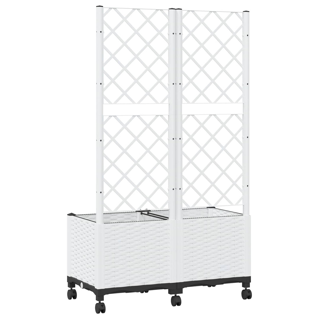 Haveplantekasse med espalier og hjul Hvid 80 x 40 x 146 cm PP