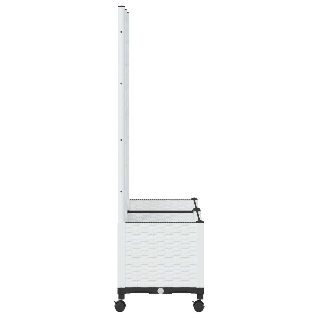 Haveplantekasse med espalier og hjul Hvid 80 x 40 x 146 cm PP