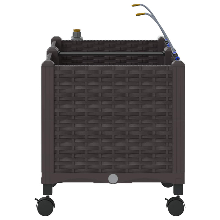 Havekrukke med vanding og hjul 2 stk. Brun 80 x 40 x 43,5 cm PP