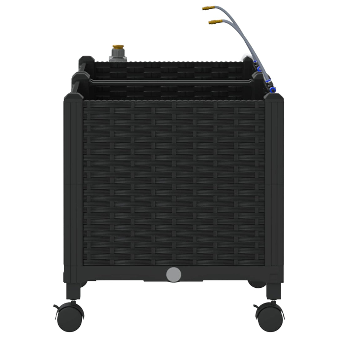Havekrukke med vanding og hjul 2 stk. Sort 80 x 40 x 43,5 cm PP