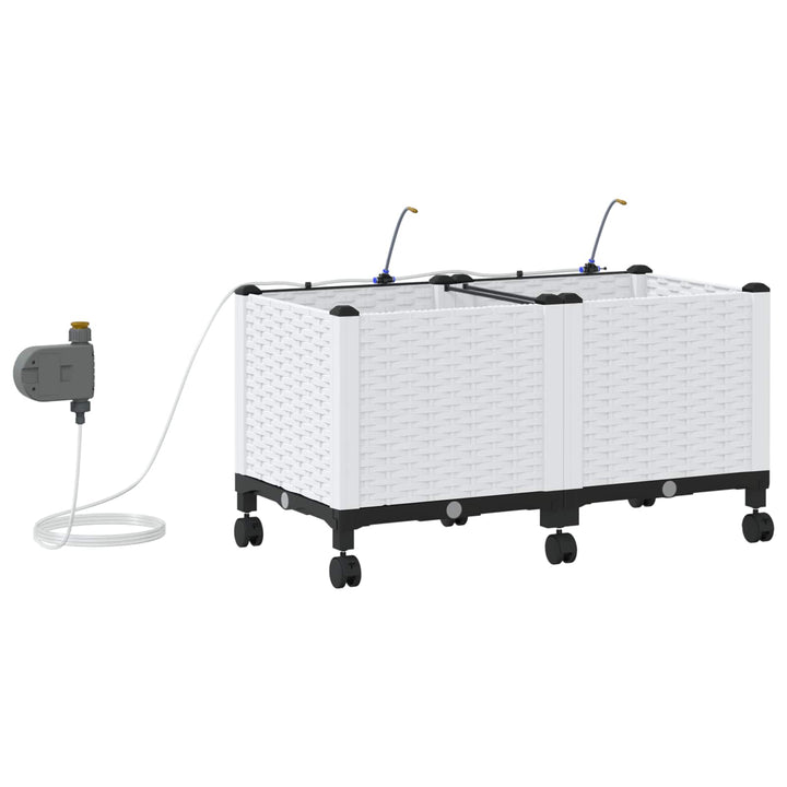 Havekrukke med vanding og hjul 2 stk. Hvid 80 x 40 x 43,5 cm PP
