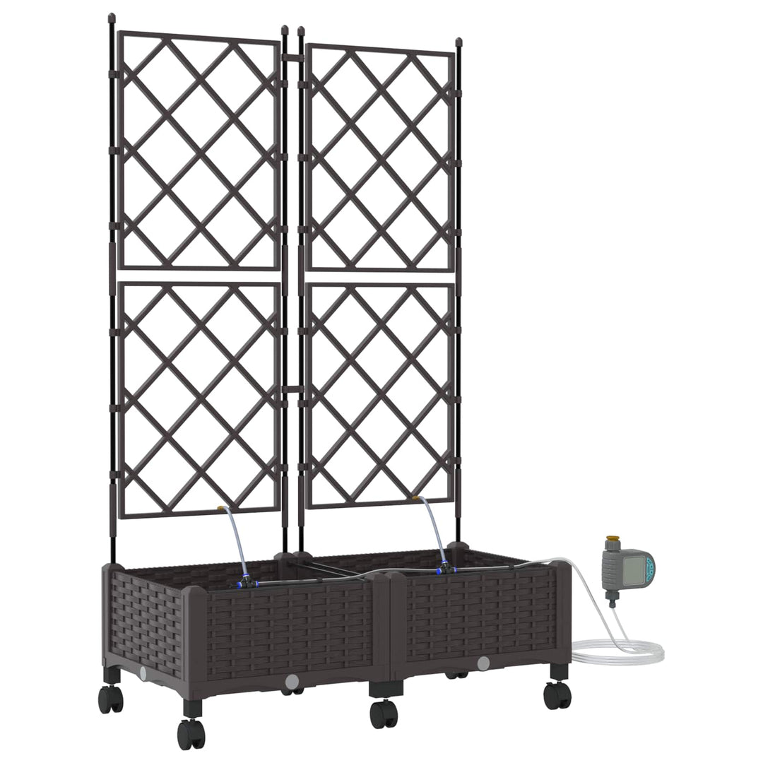 Havekrukke med vanding og hjul 2 stk. Brun 80 x 40 x 132 cm PP