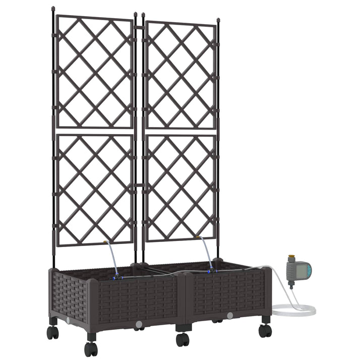 Havekrukke med vanding og hjul 2 stk. Brun 80 x 40 x 132 cm PP