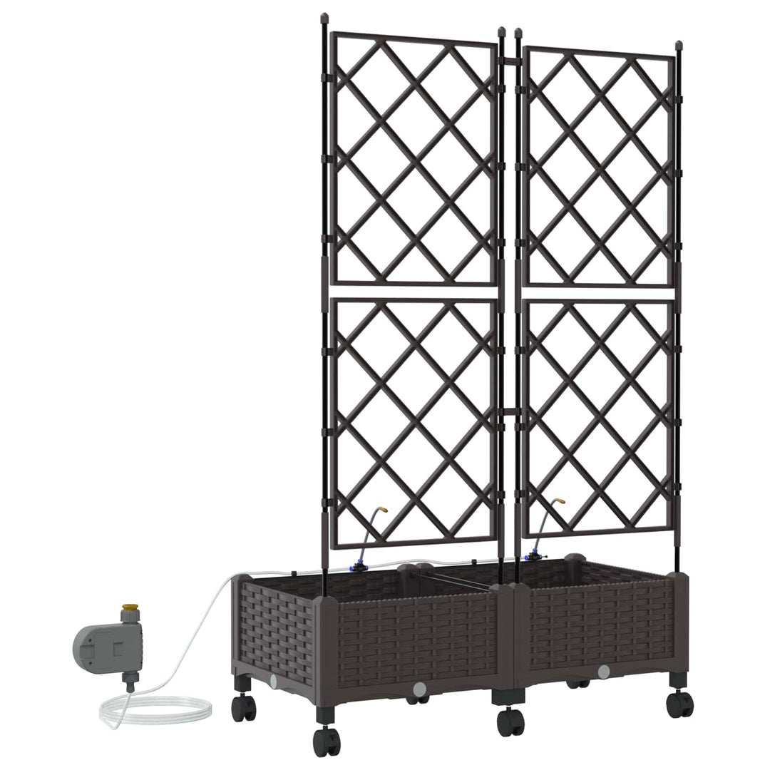 Havekrukke med vanding og hjul 2 stk. Brun 80 x 40 x 132 cm PP