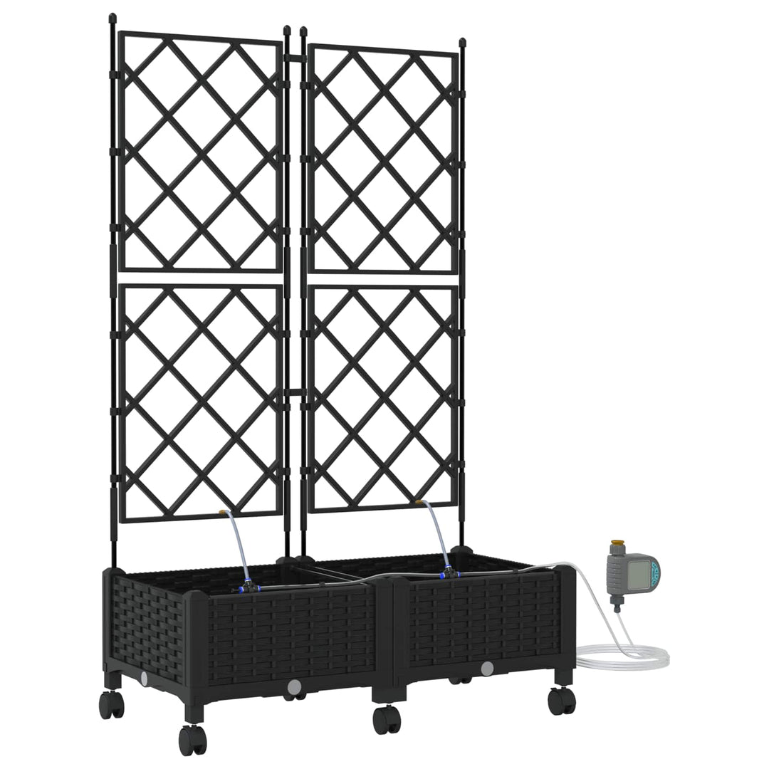 Havekrukke med vanding og hjul 2 stk. Sort 80 x 40 x 132 cm PP