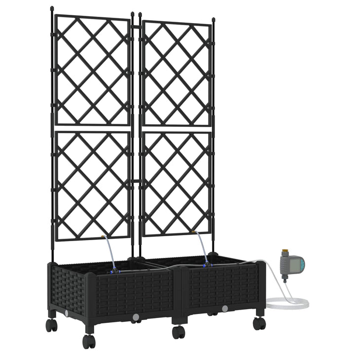 Havekrukke med vanding og hjul 2 stk. Sort 80 x 40 x 132 cm PP