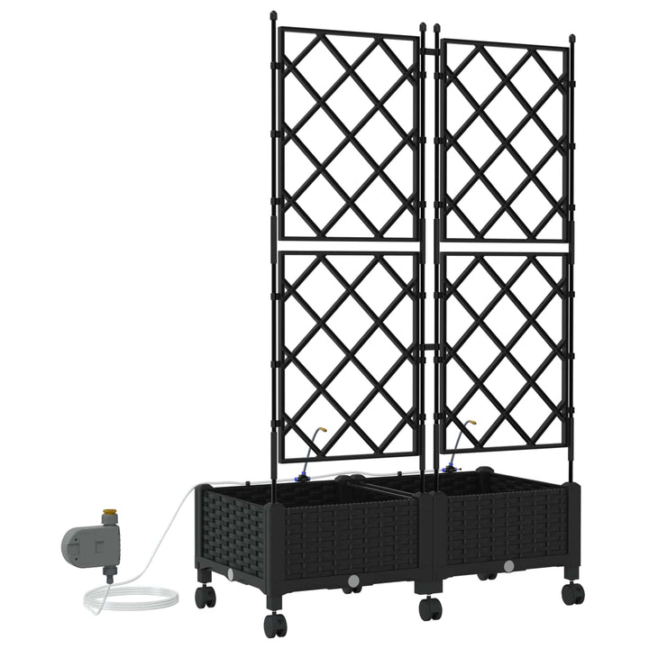Havekrukke med vanding og hjul 2 stk. Sort 80 x 40 x 132 cm PP