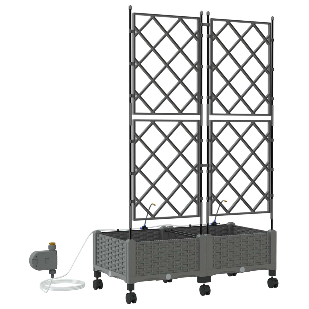 Havekrukke med vanding og hjul 2 stk. Lysegrå 80 x 40 x 132 cm