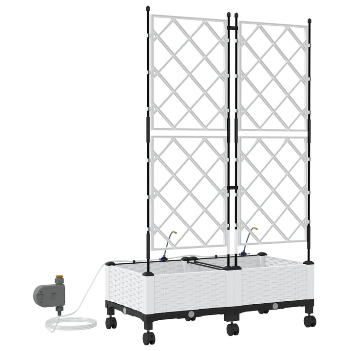 Havekrukke med vanding og hjul 2 stk. Hvid 80 x 40 x 132 cm PP