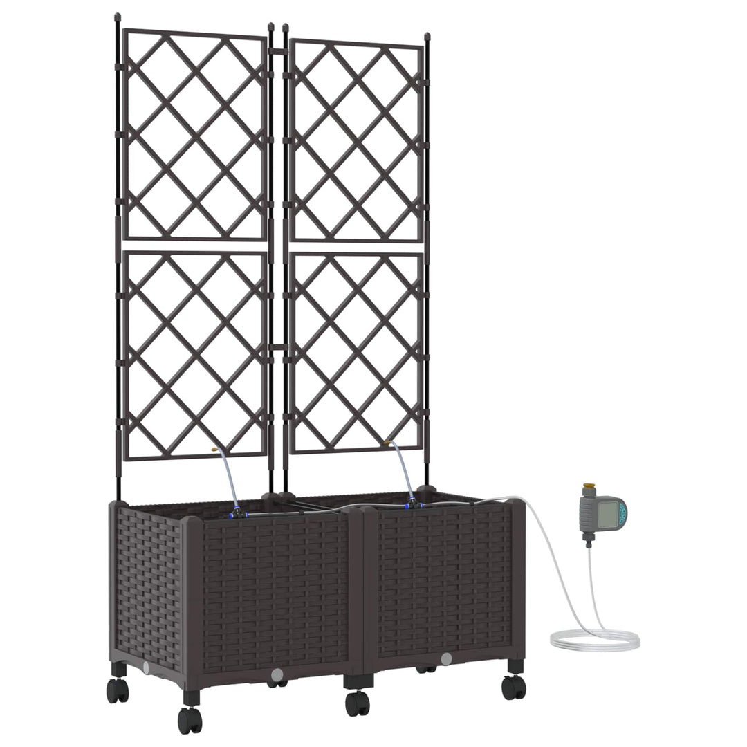 Havekrukke med vanding og hjul 2 stk. Brun 80 x 40 x 148 cm PP