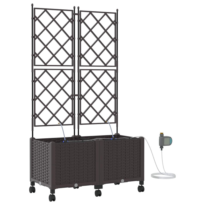 Havekrukke med vanding og hjul 2 stk. Brun 80 x 40 x 148 cm PP
