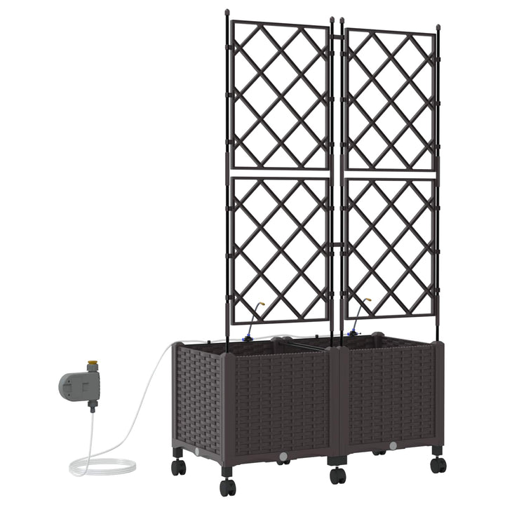 Havekrukke med vanding og hjul 2 stk. Brun 80 x 40 x 148 cm PP