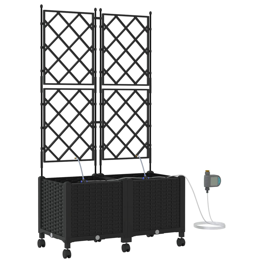 Havekrukke med vanding og hjul 2 stk. Sort 80 x 40 x 148 cm PP