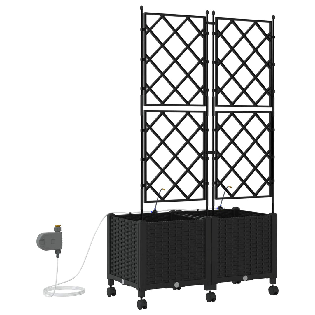Havekrukke med vanding og hjul 2 stk. Sort 80 x 40 x 148 cm PP