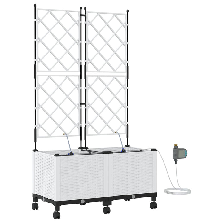 Havekrukke med vanding og hjul 2 stk. Hvid 80 x 40 x 148 cm PP