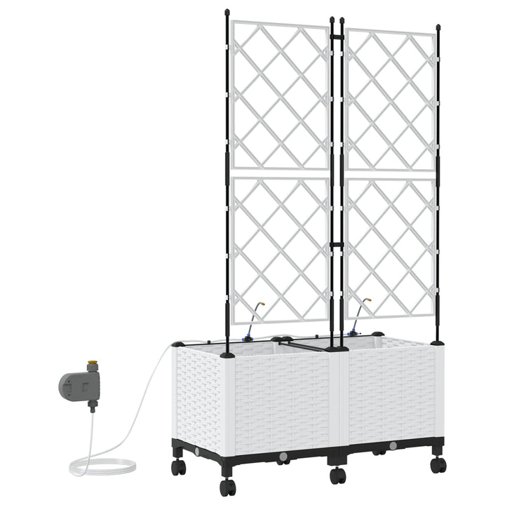Havekrukke med vanding og hjul 2 stk. Hvid 80 x 40 x 148 cm PP