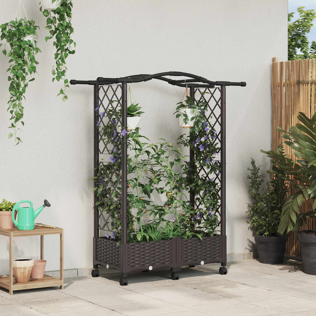 Hævet Bed med Trellis og Tag Brun 124 x 40 x 129 cm PP