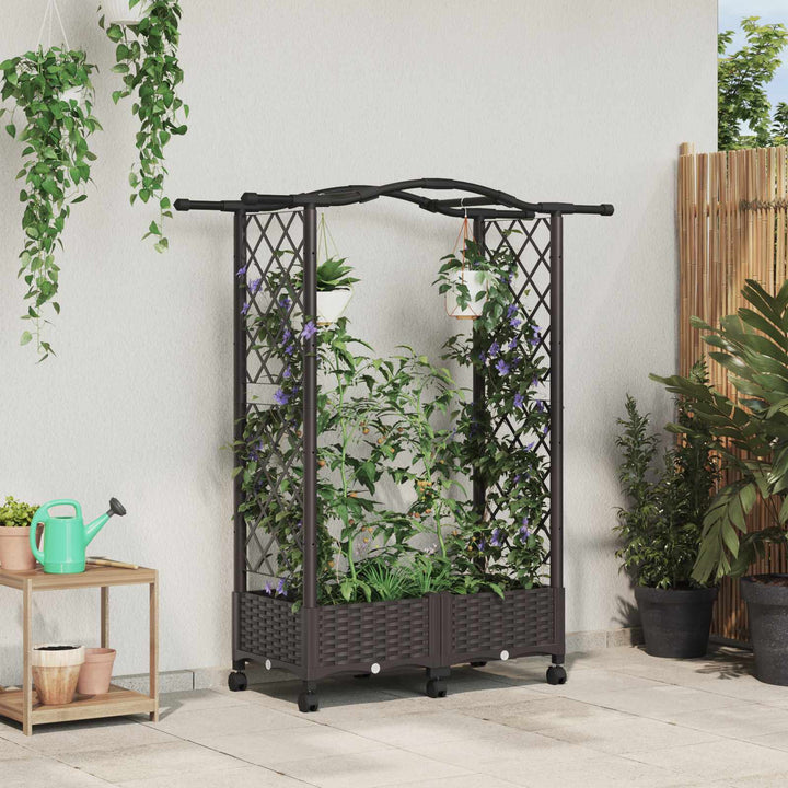 Hævet Bed med Trellis og Tag Brun 124 x 40 x 129 cm PP