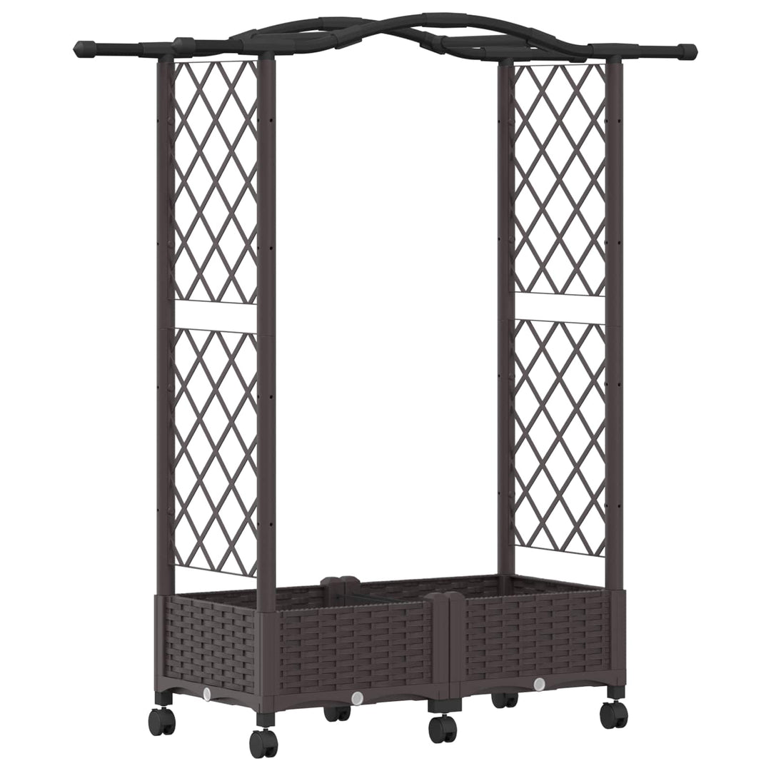Hævet Bed med Trellis og Tag Brun 124 x 40 x 129 cm PP