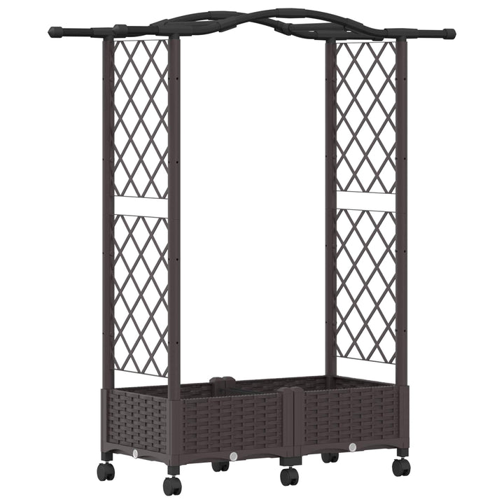Hævet Bed med Trellis og Tag Brun 124 x 40 x 129 cm PP
