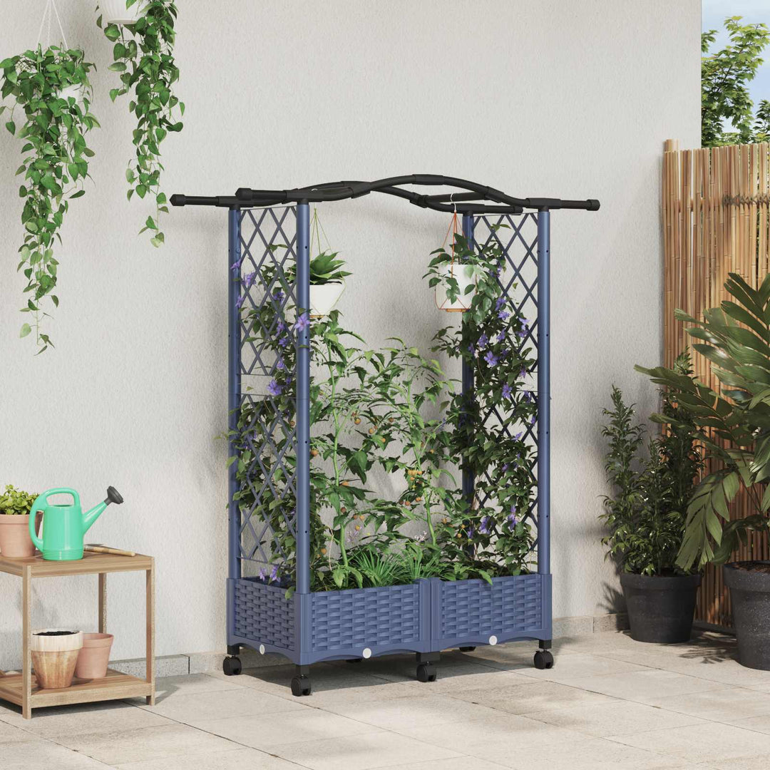Hævet Bed med Trellis og Tag Grå 124 x 40 x 129 cm PP