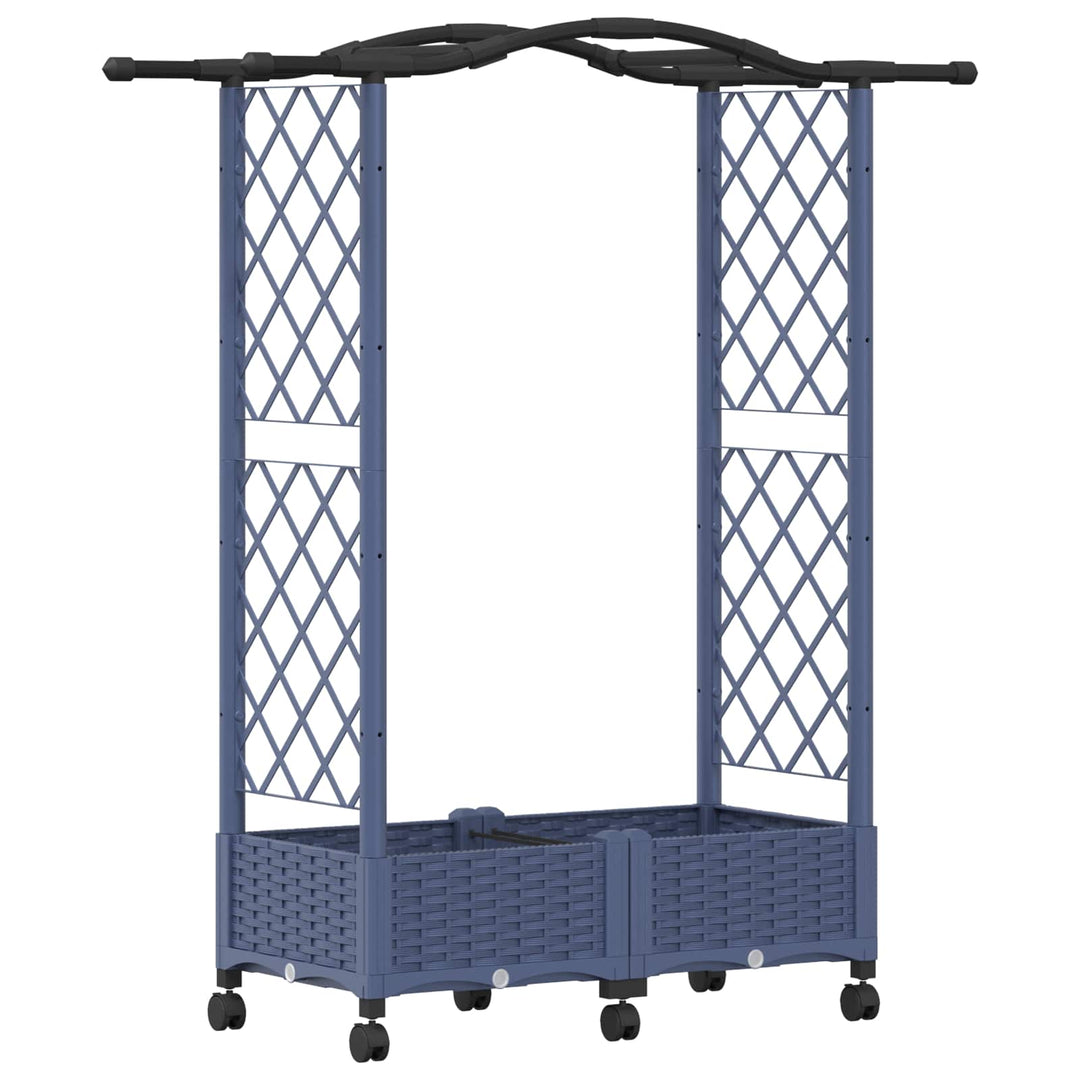 Hævet Bed med Trellis og Tag Grå 124 x 40 x 129 cm PP
