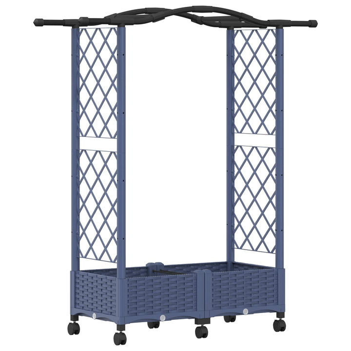 Hævet Bed med Trellis og Tag Grå 124 x 40 x 129 cm PP