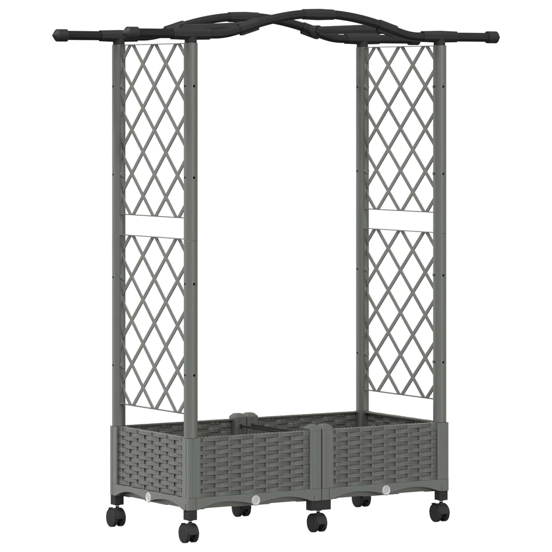Hævet Bed med Trellis og Tag Lysegrå 124 x 40 x 129 cm PP