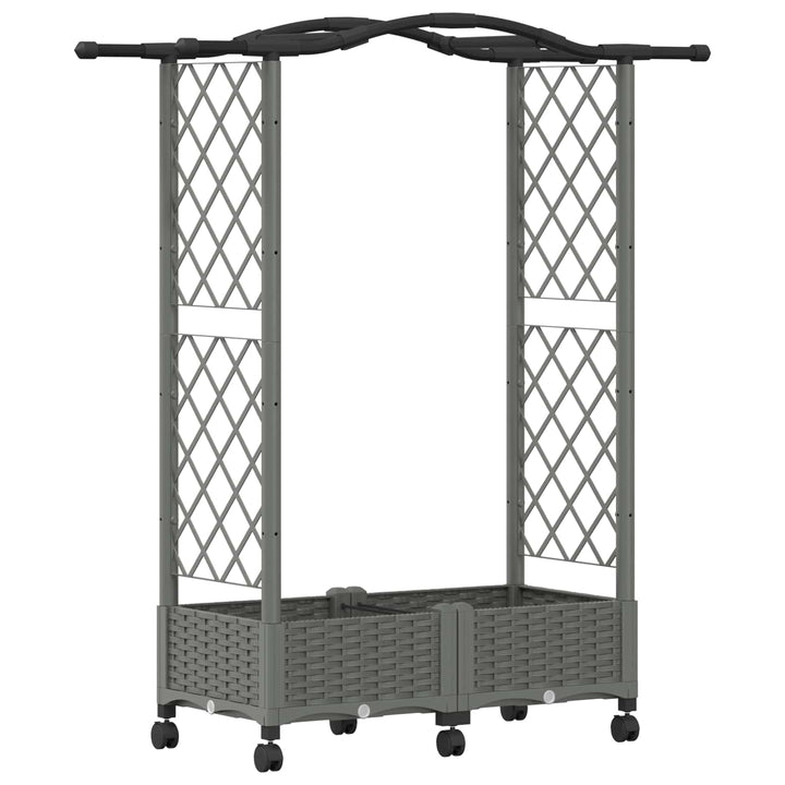 Hævet Bed med Trellis og Tag Lysegrå 124 x 40 x 129 cm PP