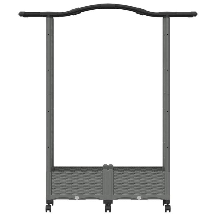 Hævet Bed med Trellis og Tag Lysegrå 124 x 40 x 129 cm PP