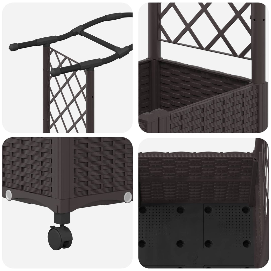 Hævet Bed med Trellis og Tag Brun 125 x 40 x 144 cm PP