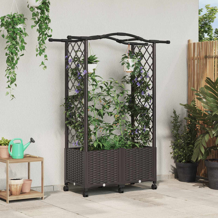 Hævet Bed med Trellis og Tag Brun 125 x 40 x 144 cm PP