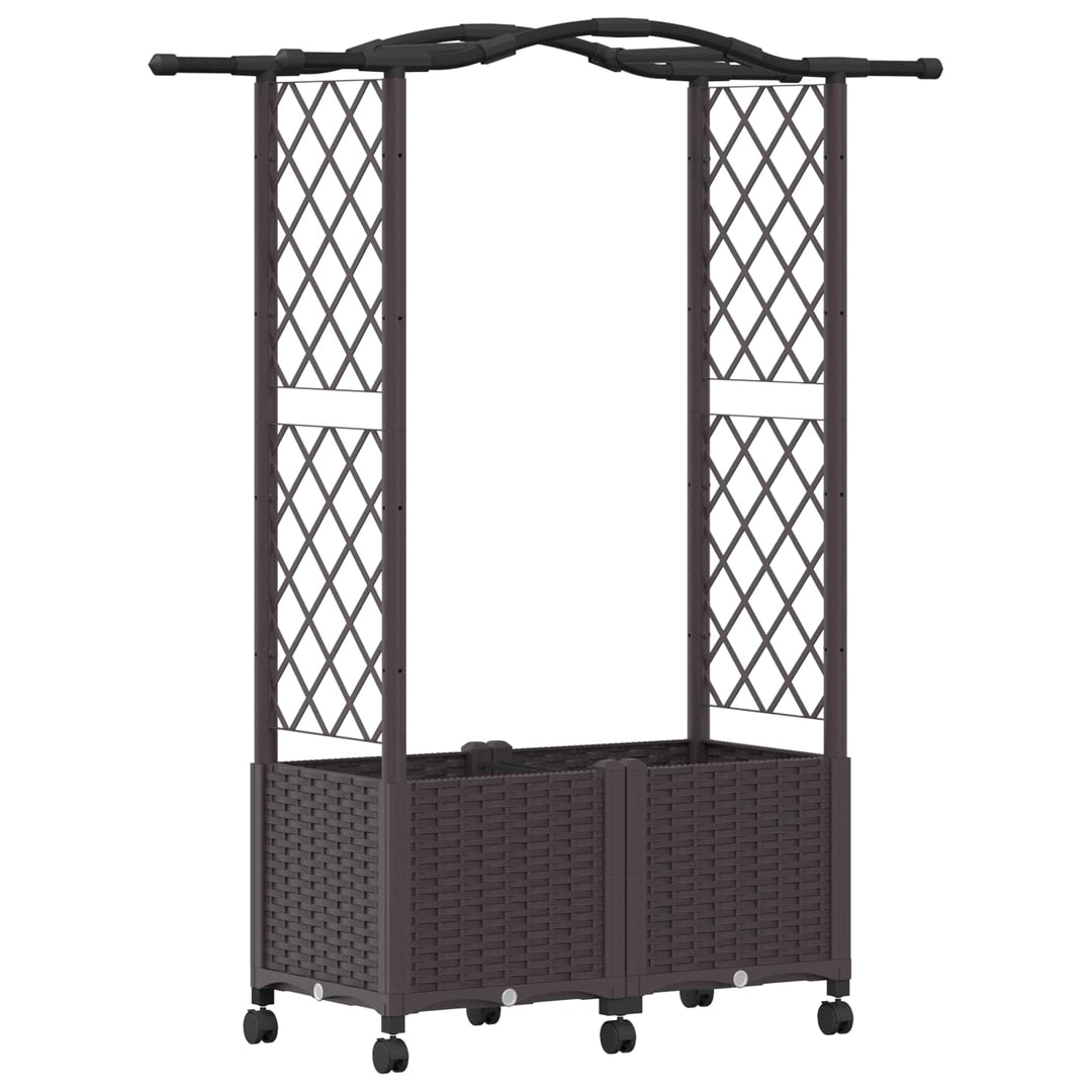 Hævet Bed med Trellis og Tag Brun 125 x 40 x 144 cm PP