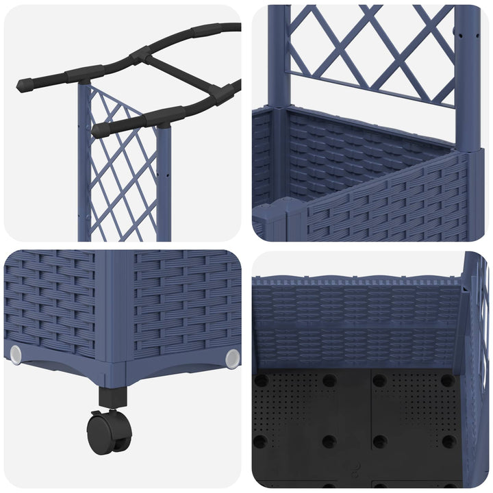 Hævet Bed med Trellis og Tag Grå 125 x 40 x 144 cm PP