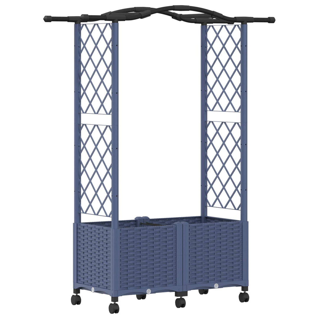 Hævet Bed med Trellis og Tag Grå 125 x 40 x 144 cm PP