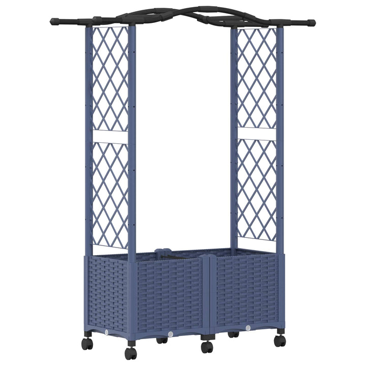 Hævet Bed med Trellis og Tag Grå 125 x 40 x 144 cm PP